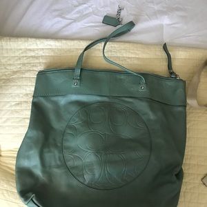 Coach mint green tote bag